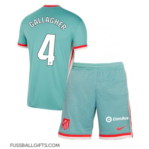 Atletico Madrid Conor Gallagher #4 Fußballbekleidung Auswärtstrikot Kinder 2024-25 Kurzarm (+ kurze hosen)